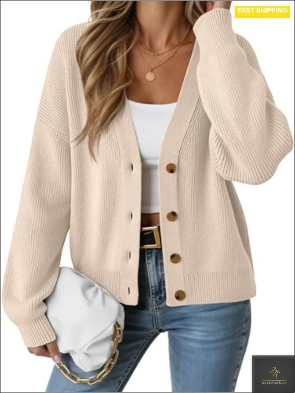 Oversized Lightweight Cardigan Sweater Open Front V-Neck Long Sleeve Knitwear